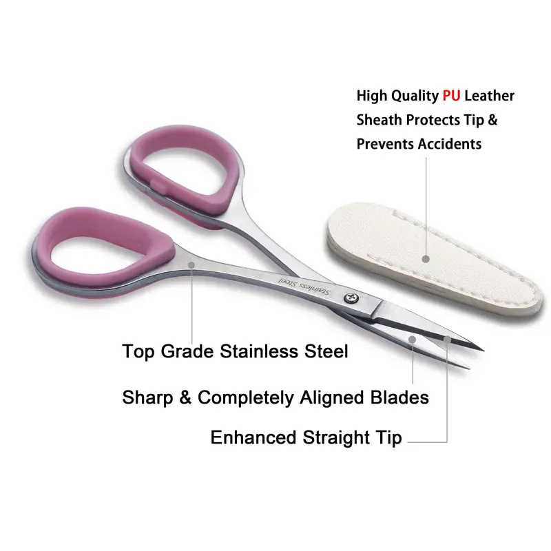 Sharpest & Precise Stainless Steel Curved Straight Thread Yarn Fabric  Cutting Mini Scissors with Protective Cover - Ideal for Embroidery Quilting  Sewi