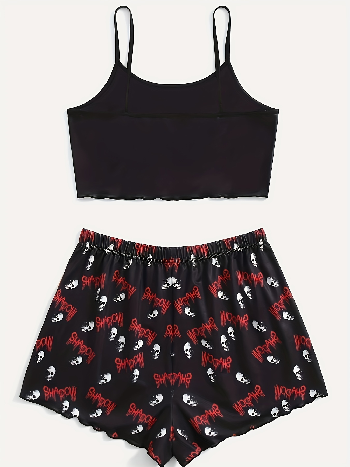 Gothic Skull & Letter Print Pajama Set