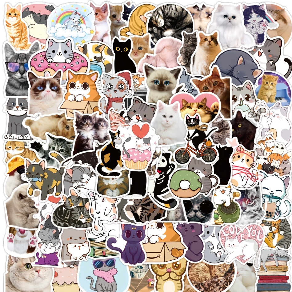 100pcs Cute Lovely Cat Sticker | Shop Now on Our Store | DIY Waterproof Water Bottle Sticker | Phone Sticker Vinyl Stickers
