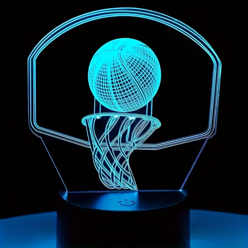 

1pc 3d Night Lamp, Basketball Sports Series Acrylic Led Table Lamp, Colorful Touch Mode Scene Decoration, Festival Gift For
