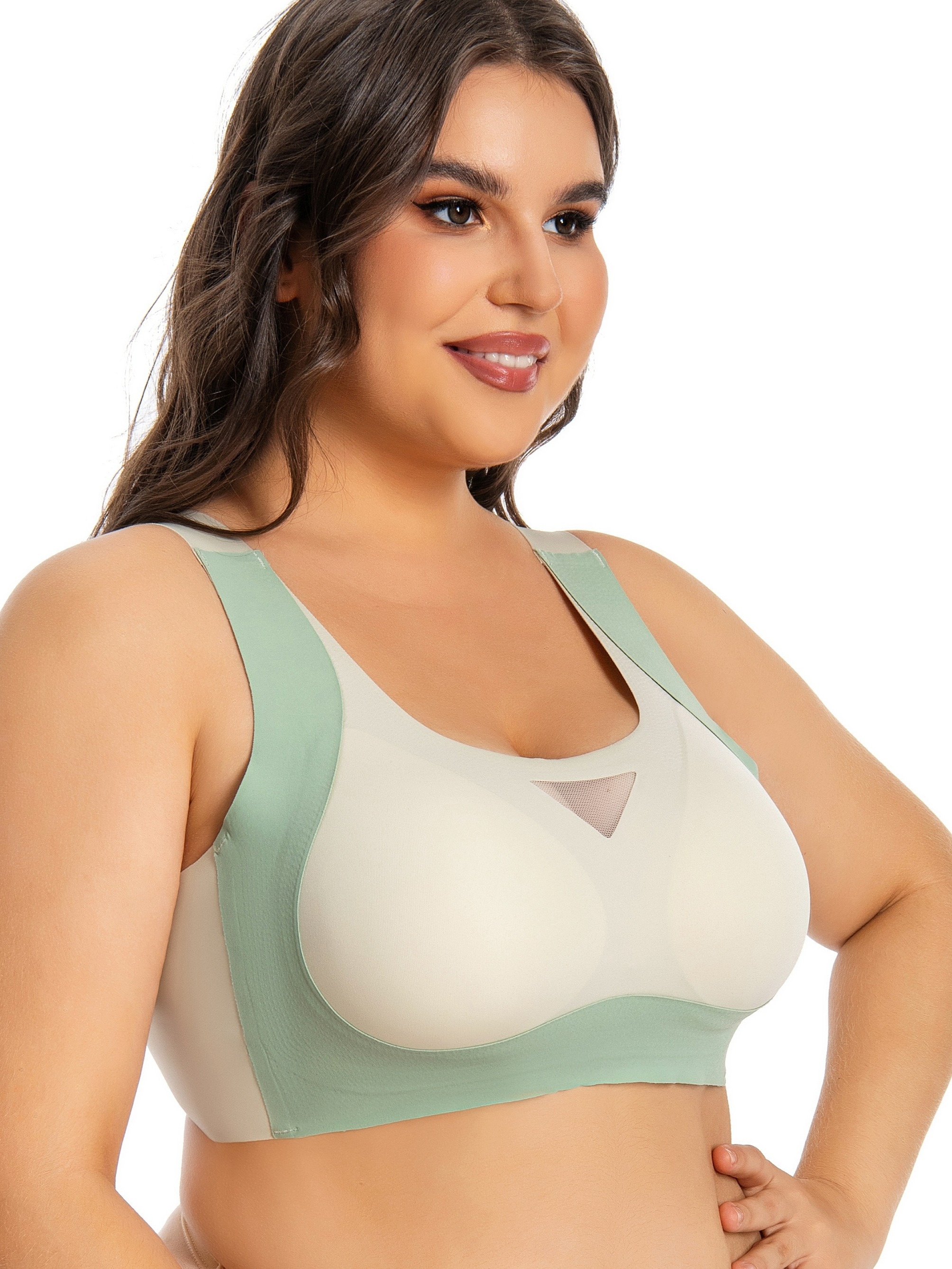 Women's Sports Bra Plus Size Seamless Contrast Mesh Lightly - Temu