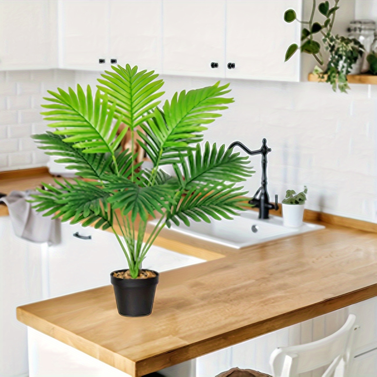 MOSADE Palmera artificial de areca de 6 pies, planta de palma tropical  falsa y canasta de hierba marina hecha a mano, plantas altas perfectas para