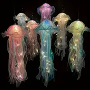 1PC New LED Glowing Handheld Brilliant Jellyfish Light Colorful Ribbon Pearl Lace Flashing Light Room Decoration Light Field Decoration Prop Decoration Light details 1