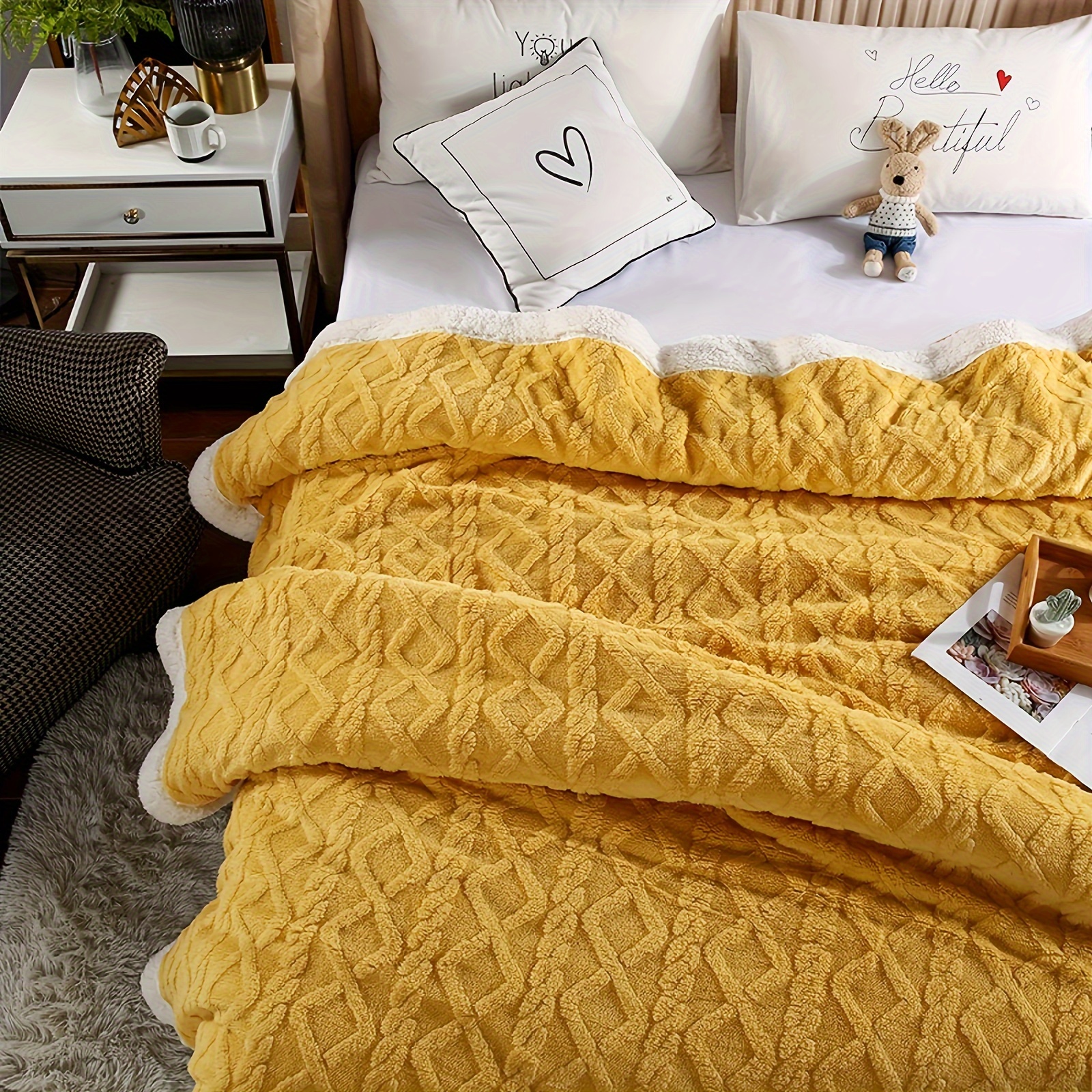 Yellow bed throw discount blanket