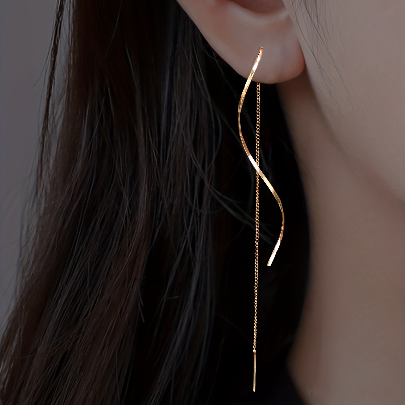 

1 Pair S Shape Tassel Earrings Elegant Minimalist Thin Threader Earrings Banquet Party Ear Ornaments Jewelry Accessories For Women