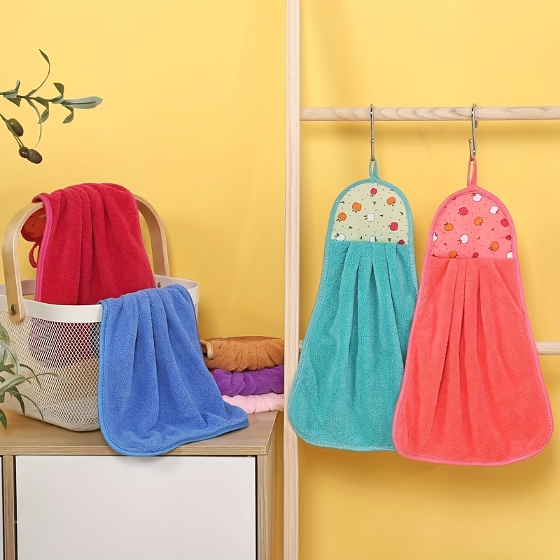1Pcs Soft Absorbent Towels Kitchen Bathroom Hanging Wipe Hand Towels Baby
