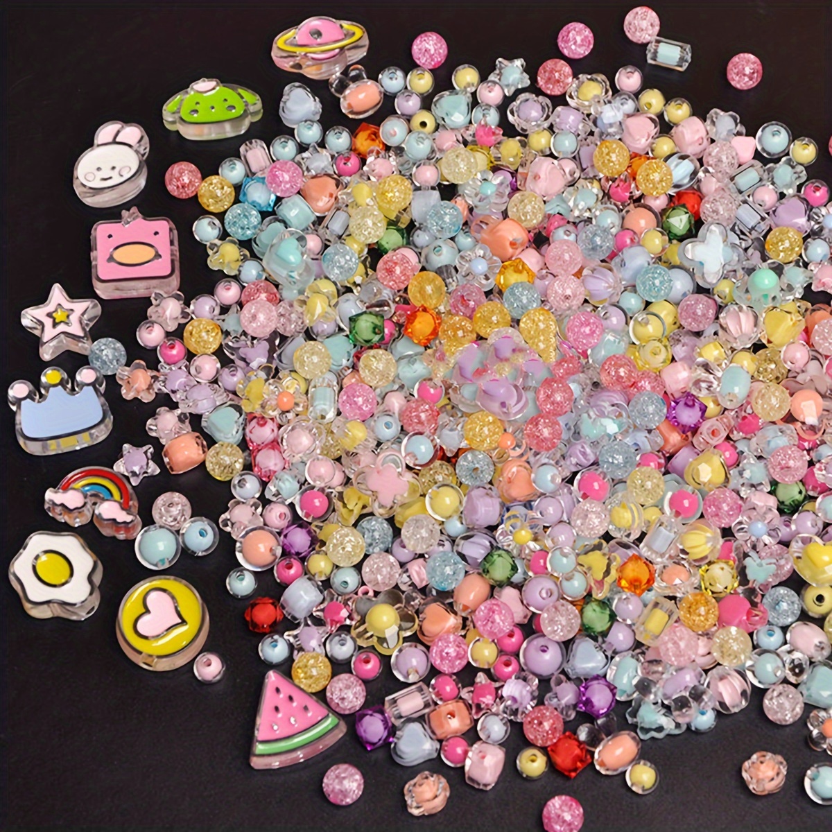 A Pack Random Mixed Color Acrylic Candy Beads For Jewelry - Temu