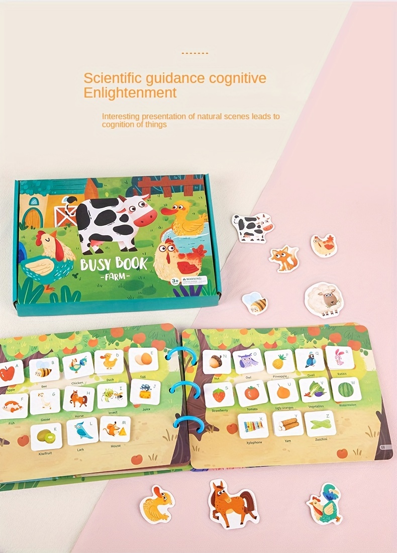  NOOLY Montessori - Libro silencioso para niños, libro ocupado  de aprendizaje temprano para números de cognición, animales y tráfico para  niños y niñas de 3 años + niños y niñas ZJS-01 (