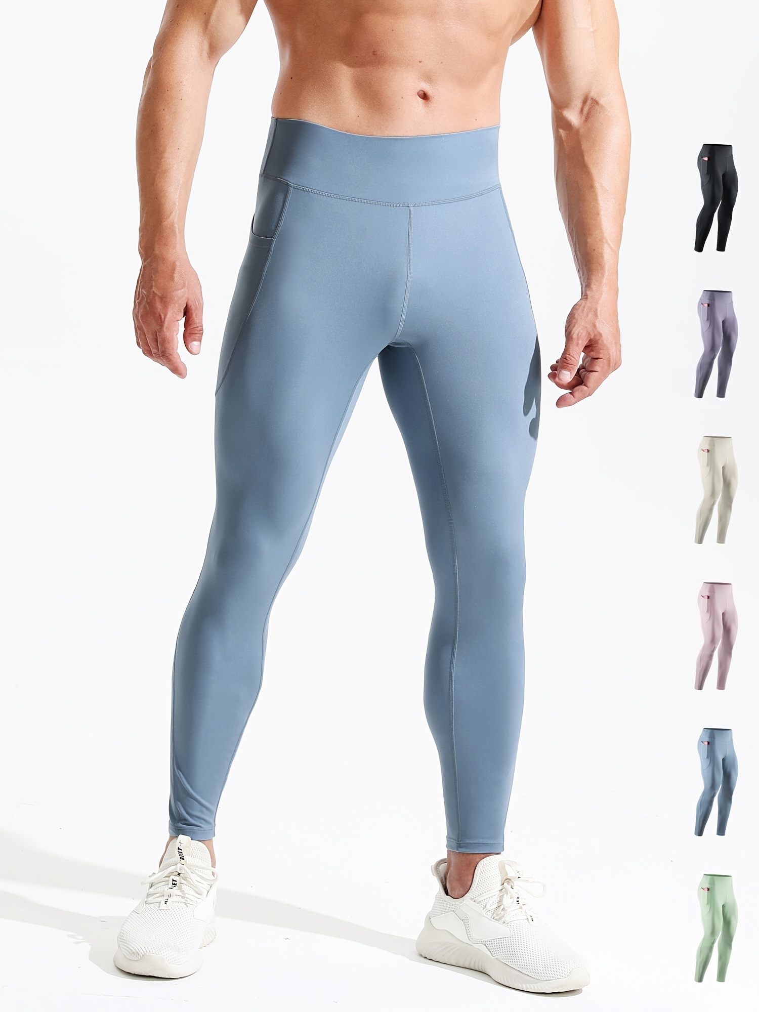 Mens Solid Bottom Leggings Active High Stretch Quick Drying Breathable  Sports Compression Pants For Outdoor Running Training, Shop On Temu And  start Saving