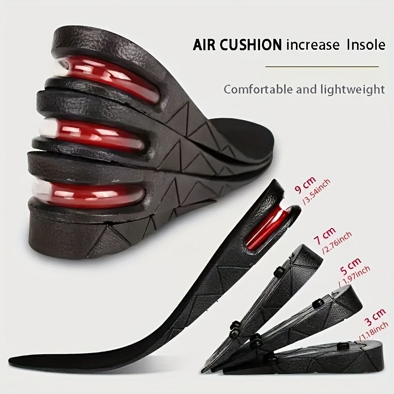 

1 Pair Super Soft, Anti-odor, Shock-absorbing Air Cushion Heightening Insoles - Perfect For Men's And Women's Sports!
