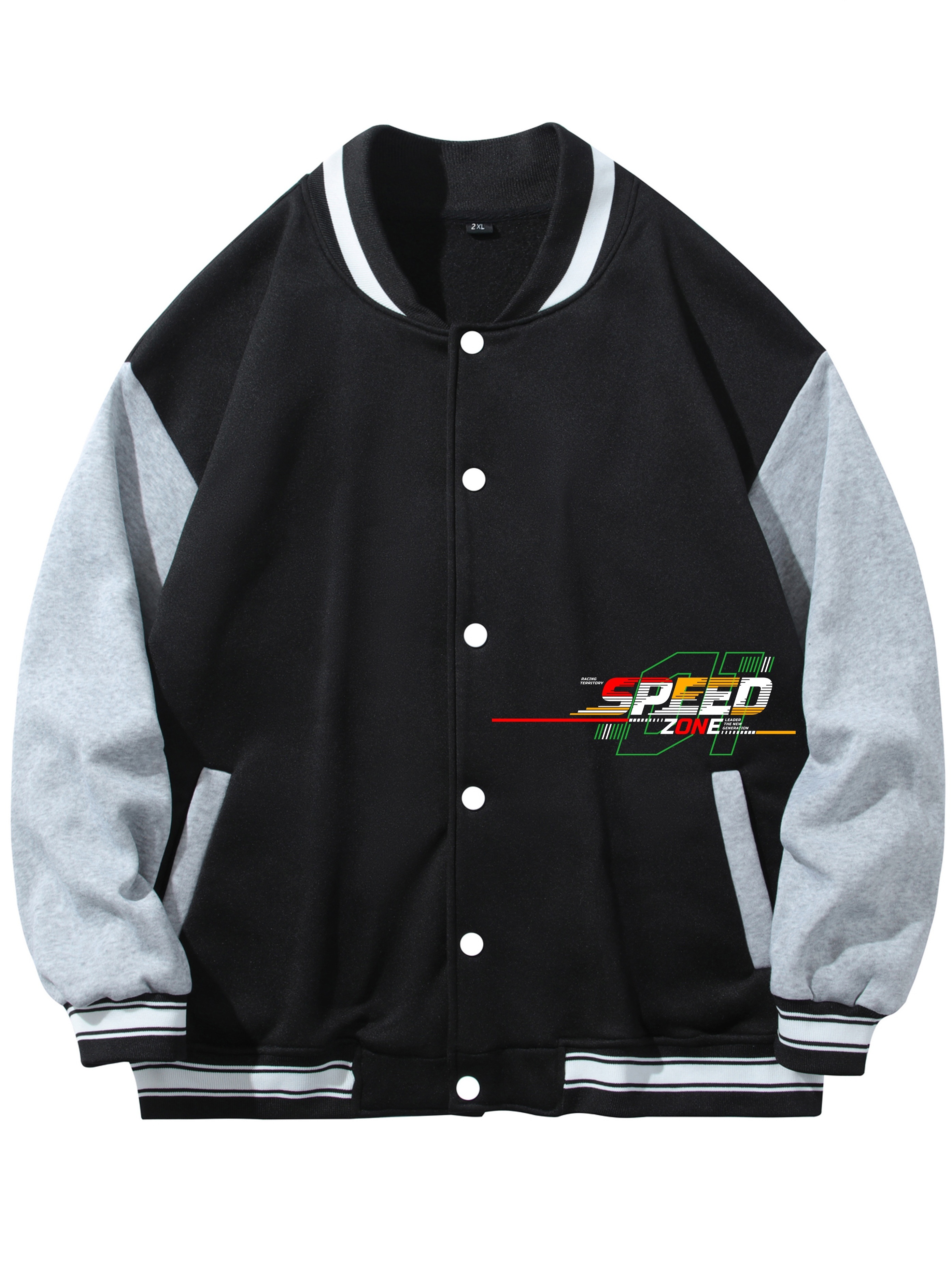 Men's Fleece College Varsity Jacket, Baseball Vintage Jacket, Casual  Streetwear Coats Plus Size - Temu