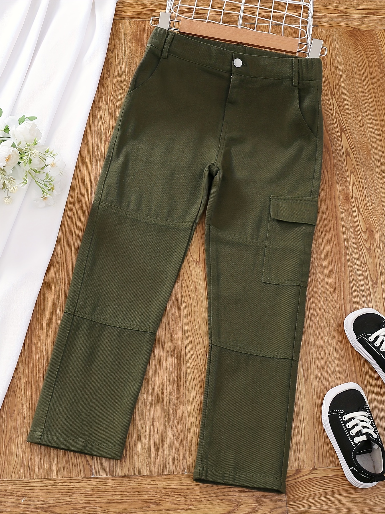 Girls Cargo Pants Fashion Trend Kids Clothes Girls Loose Trousers Solid  Streetwear Pants Children Solid Pocket Pants - AliExpress