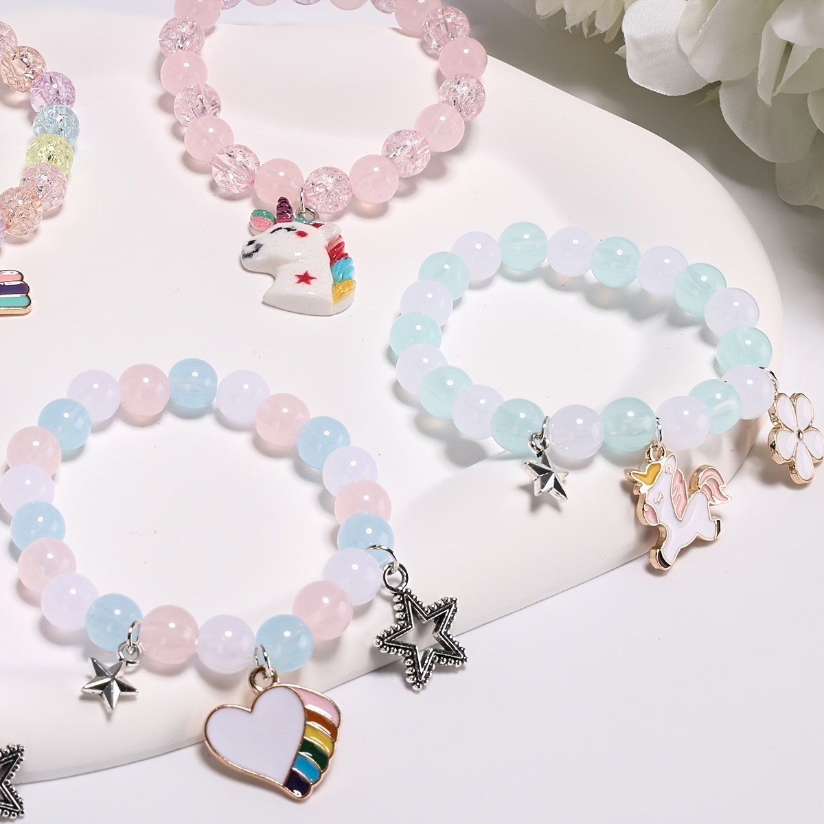 2 Kids Stuff Unicorn Charms Bracelet Craft & Ice Beads DIY Jewelry