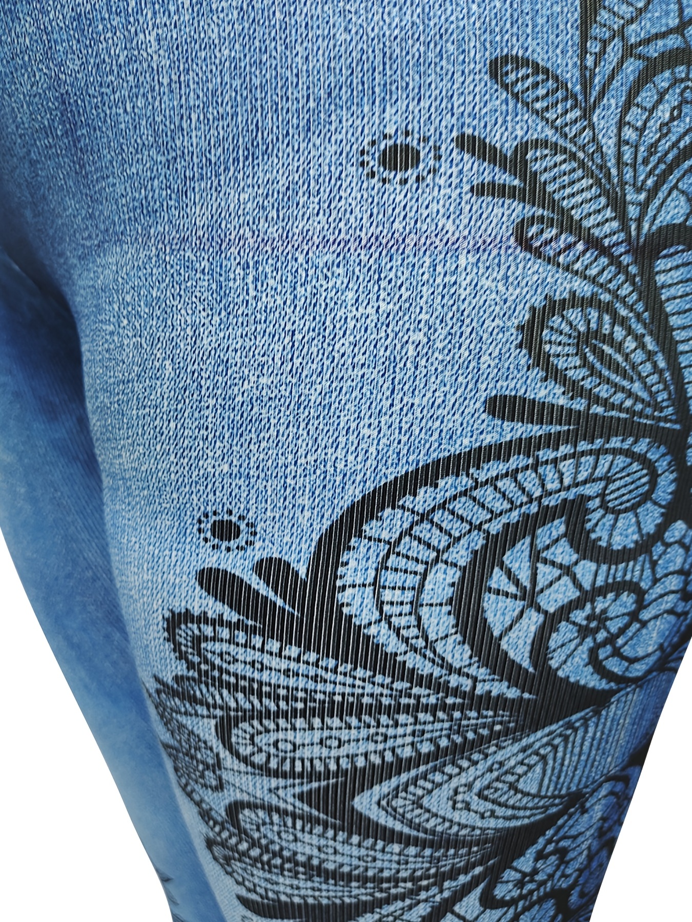 Women's Leggings Imitation Jeans Floral Print Stretch High Waist