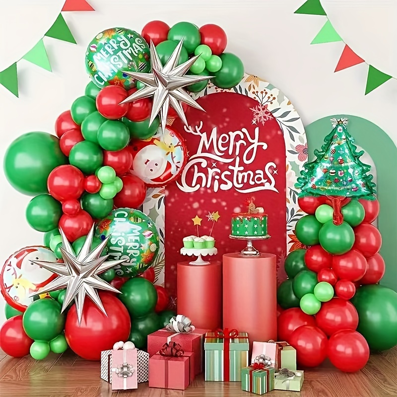 120pcs Globos Papel Aluminio Navidad, Globos Verdes Rojos Árbol Navidad 45  Globo Impreso Santa Decoraciones Fiesta Temática Cumpleaños, Ahorra Dinero  En Temu