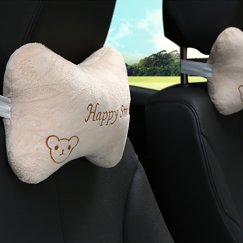 Cute Cartoon Car Headrest Pillow Luna Cat Head Plush Neck Pillow Car Seat  Headrest Cushion Kawaii Car Accessories For Women Girl