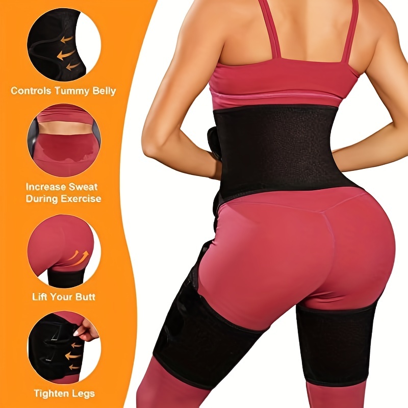 Sweat Waist Trainer Thigh Trimmer For Women Fitness High Waist Butt Lifter  3 In 1 Adjustable Shapewear Belt