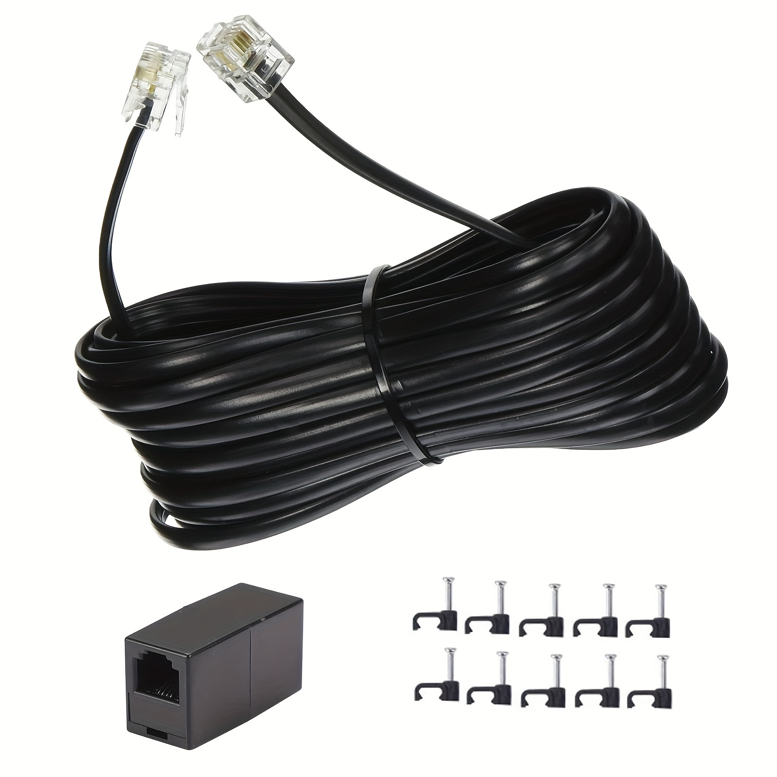 Cable RJ11 a RJ45 de 3.3 ft Cable de teléfono RJ11 6P4C a RJ45 8P8C  Conector Cable de enchufe para teléfono fijo (negro)