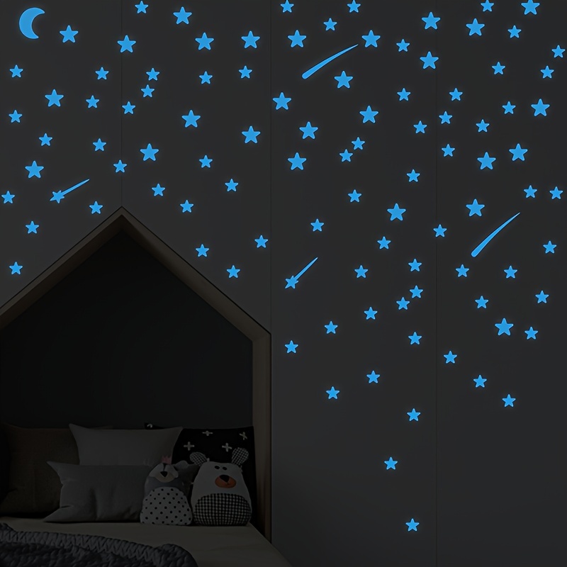 808 piezas de estrellas que brillan en la oscuridad para techo, calcomanías  de pared brillantes (404 unidades verdes y 404 azul cielo) 3D puntos