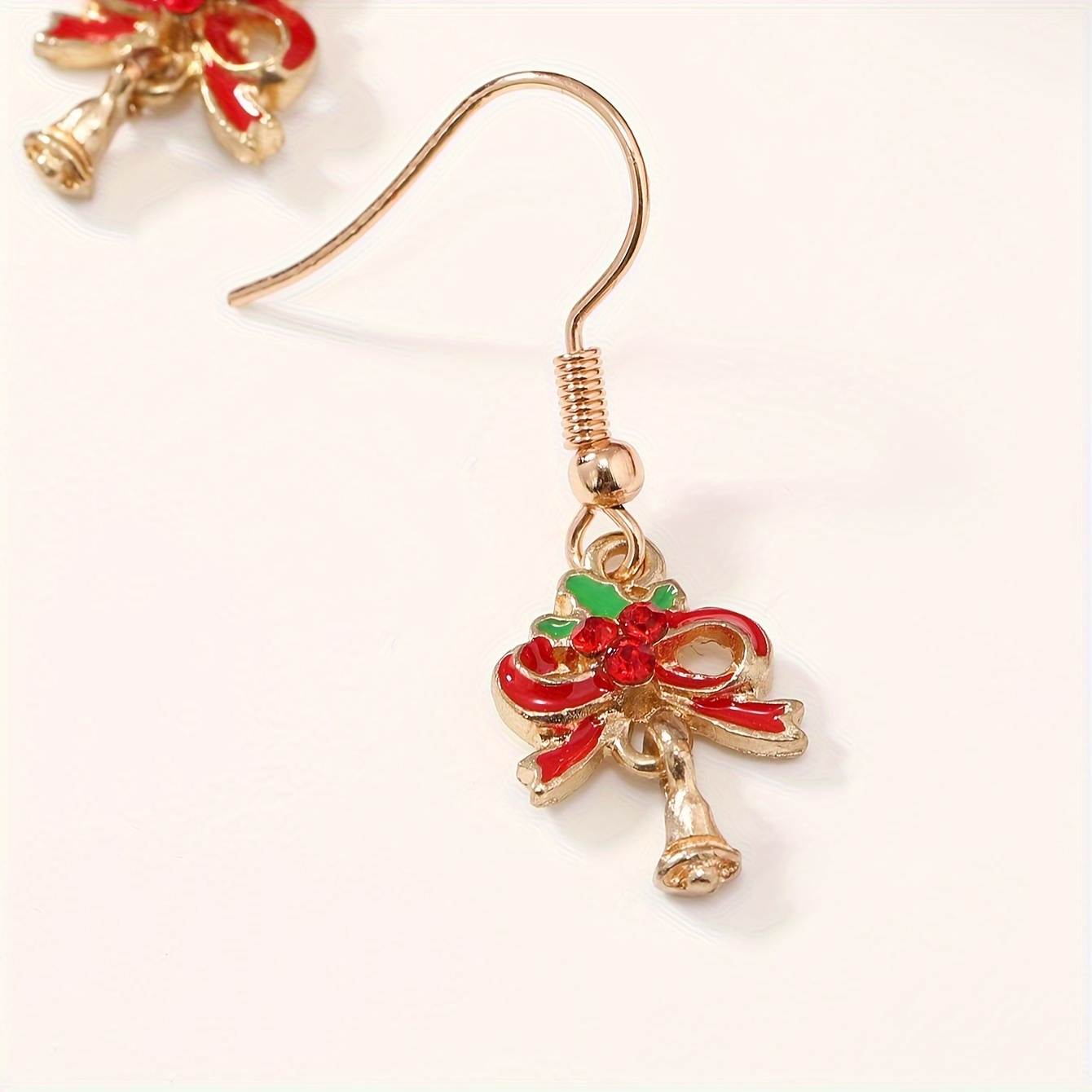 Christmas Red Flocking Bow Faux Pearl Decor Dangle Earrings Retro Elegant  Style Zinc Alloy Jewelry Delicate Christmas Ear Ornaments