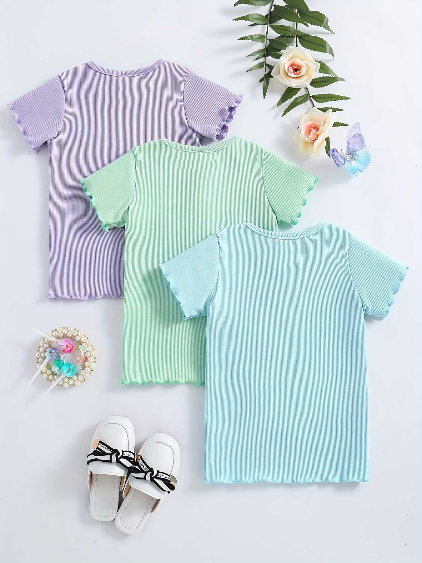 Women's Clothing - Blue Version Knit Short Sleeve Tee - White