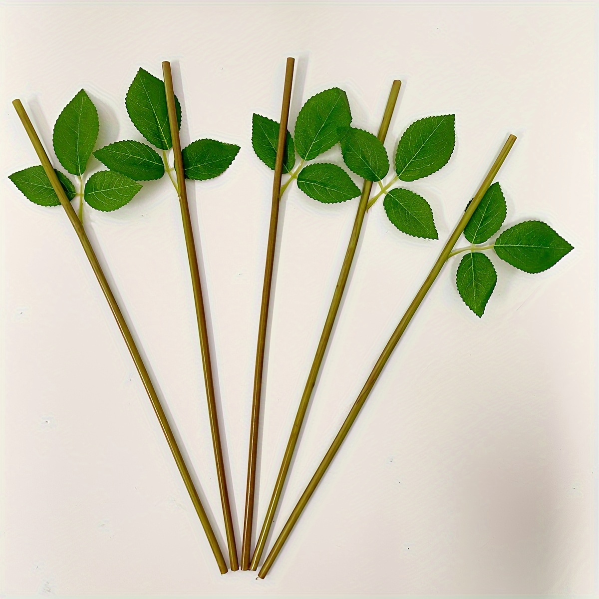 50pcs Artificial Flower Stems For Diy Handmade Bouquet Flower Leaf