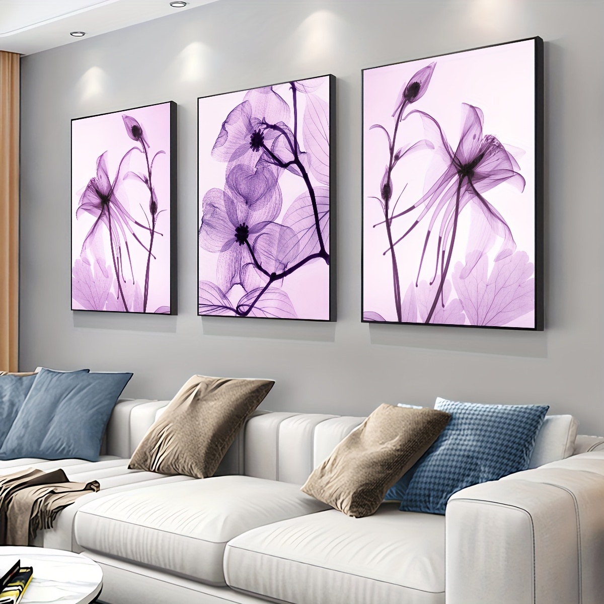 Large Grey Floral Wall Art Decor for Living Room Bedroom Modern Black and  White Poppy Flower Hand Painted Oil Painting Big Framed Spring Pictures  Gray