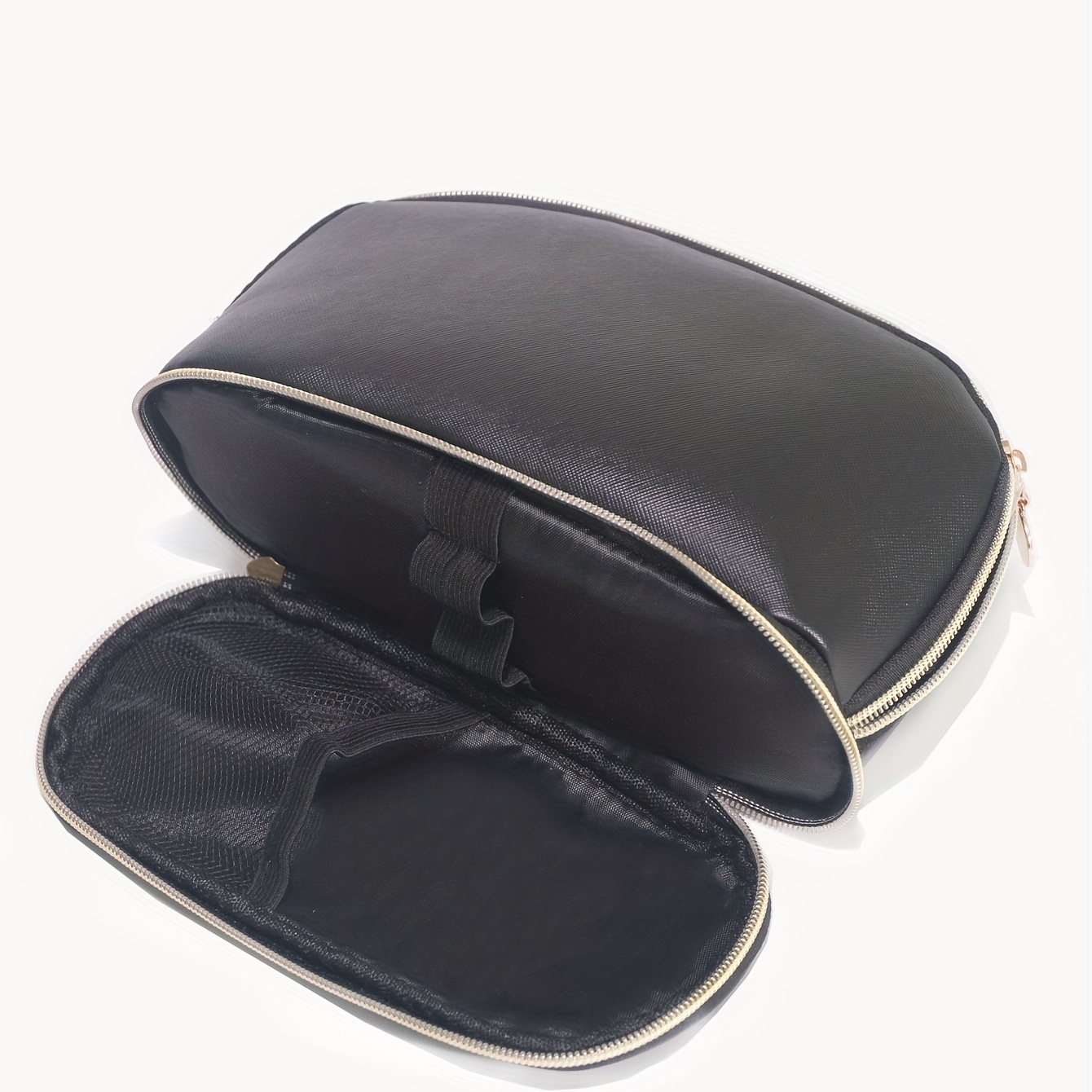 Double Layer Roundtop Makeup Bag Portable Toiletry Bag With Zipper