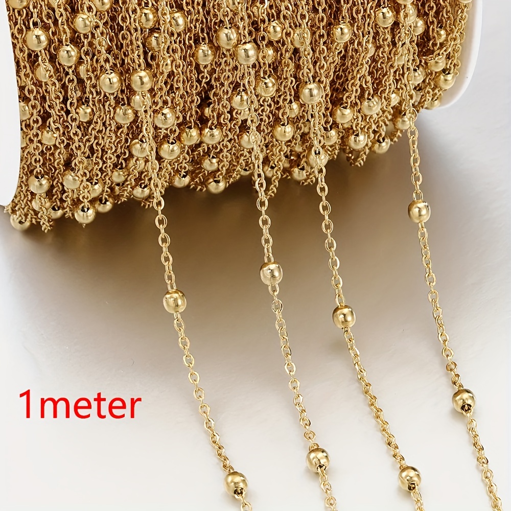 1 Meter Flat Round Bead Chain Stainless Steel Loose Chain For Diy Bracelet Necklace  Making Supplies - Temu Philippines