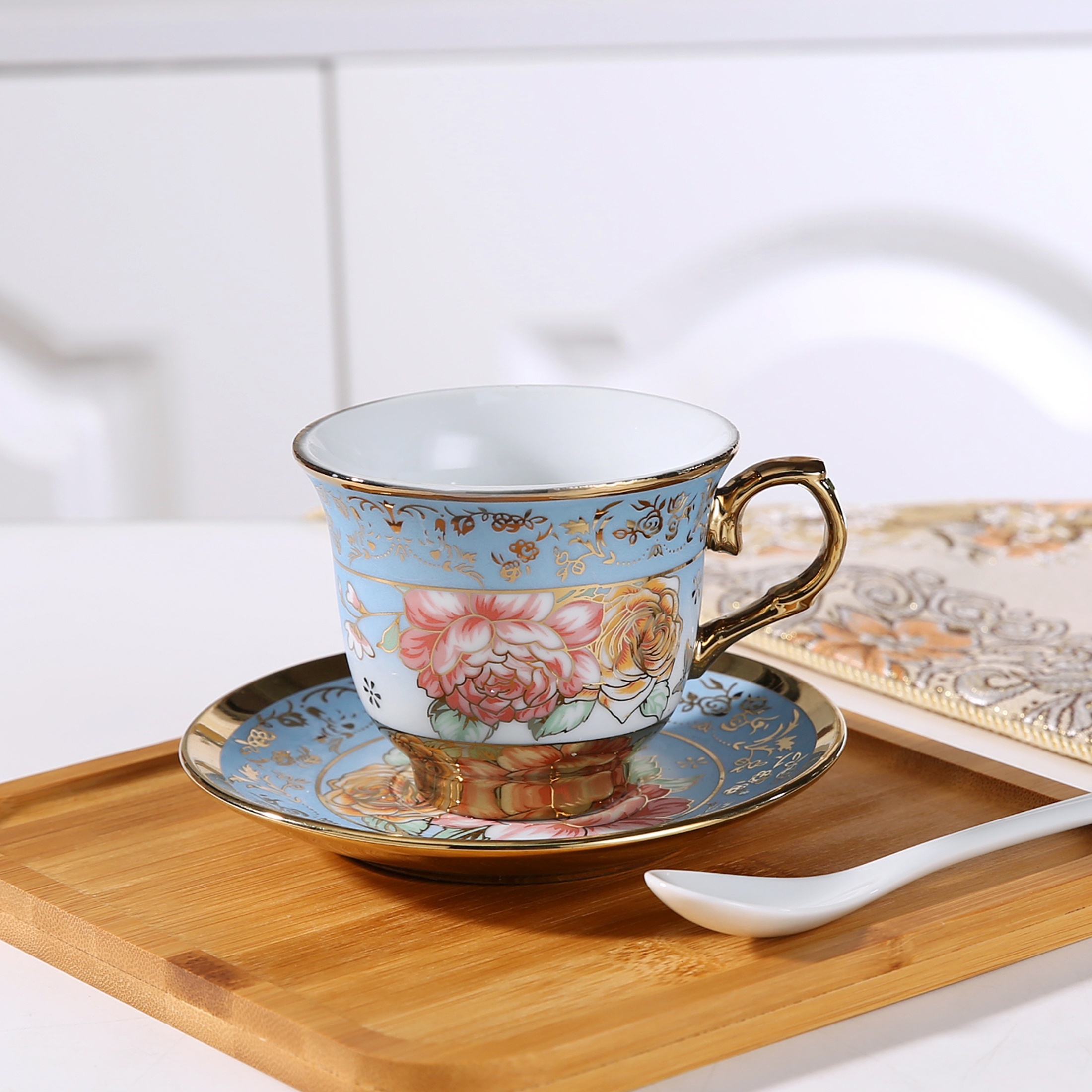 Flower Coffee Cup And Saucer Ceramic Teacup And Saucer Set - Temu