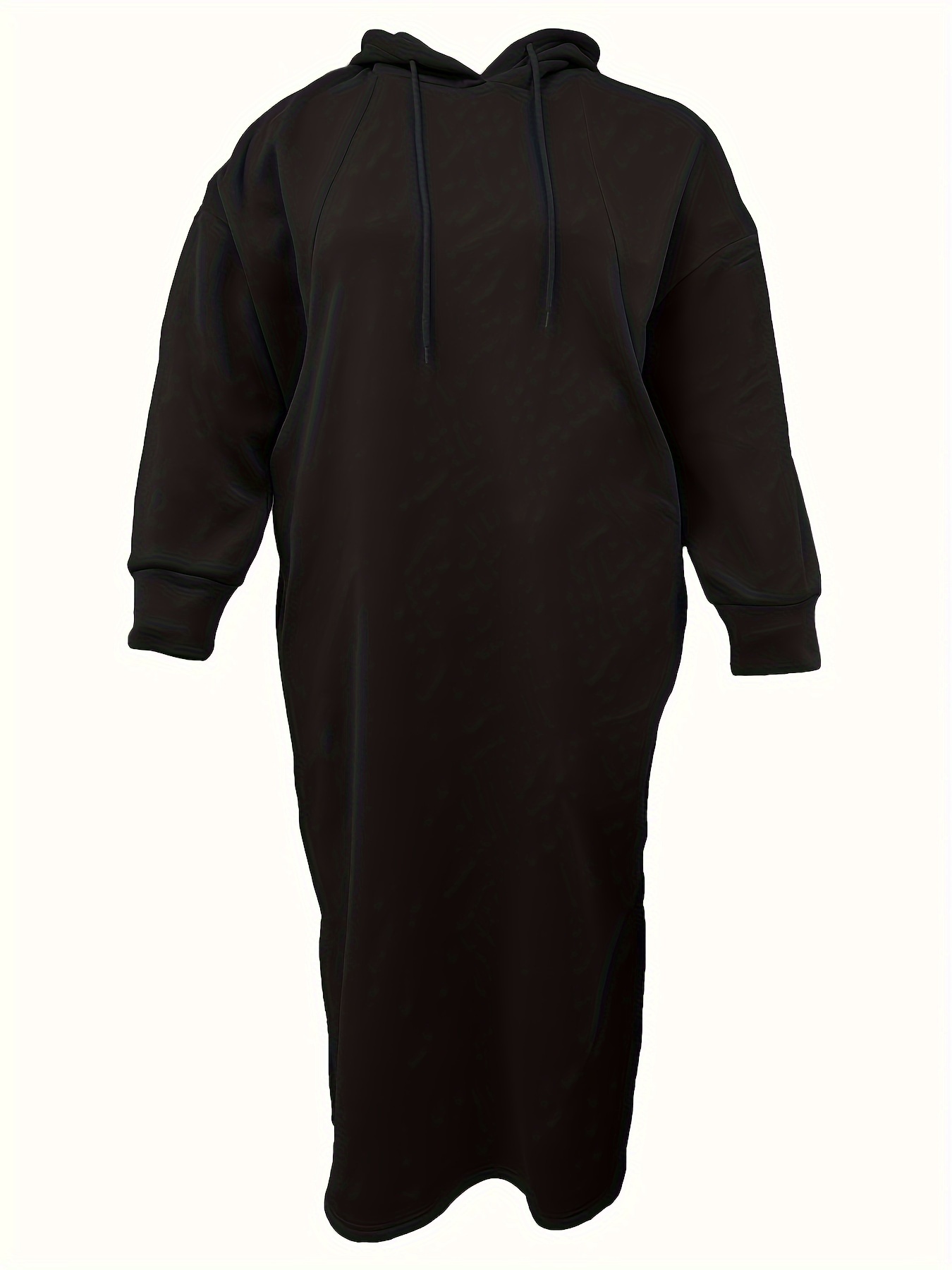 Oversize Long Sleeve Tunic Hoodie - Black