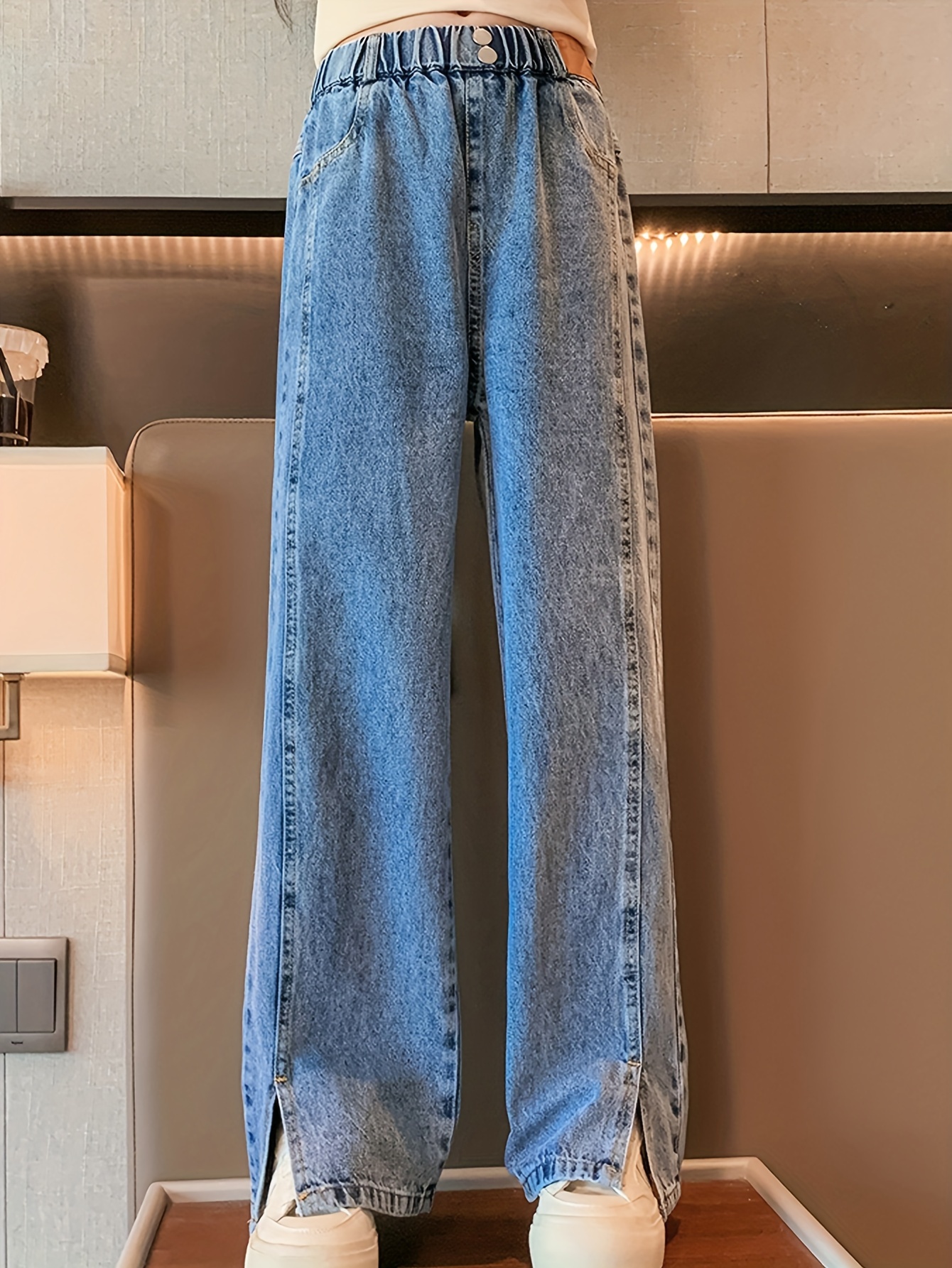 Women's High Waist Jeans, Wide Jeans Korean Women