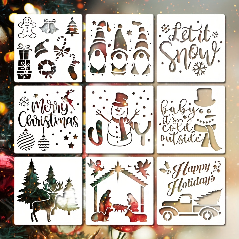 Merry Christmas Painting Stencil Reusable Christmas Holiday - Temu