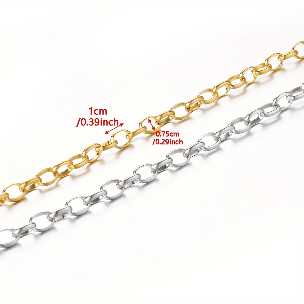 1meter Stainless Steel Chain Oval Curb Cuban Chains For - Temu