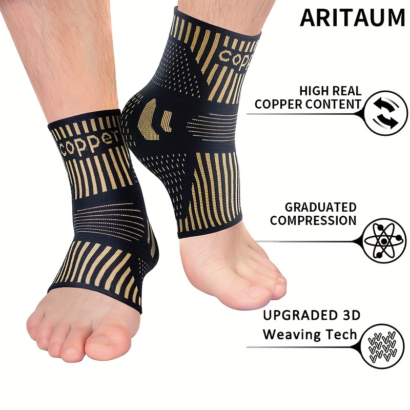 

1 Pair Copper Foot Sleeves For Plantar Fasciitis, Heel Spurs, Arch, Swollen Feet, And Ankle Injuries - Speed Up Recovery And Relieve Discomfort