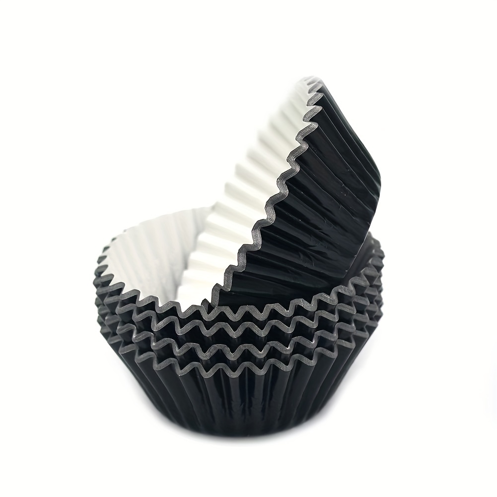 100pcs Black Foil Cupcake Liners & Muffin Cups & Baking Cups For