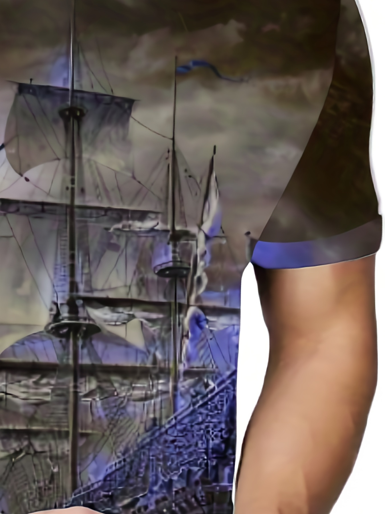 Vintage Men's Boat T-shirt 3d Print Pirate Boat Round Neck Short