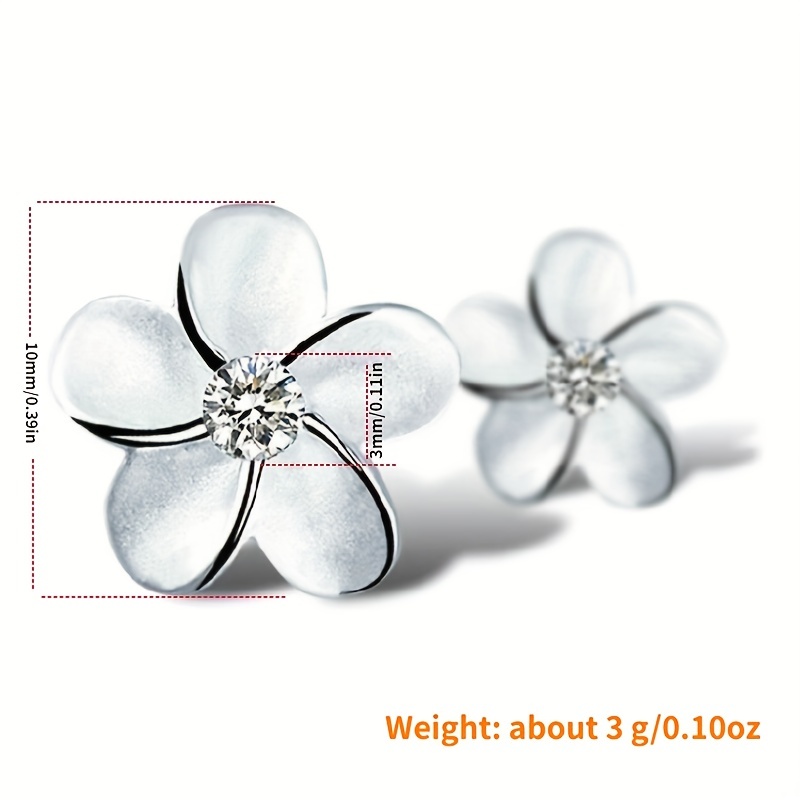 2pcs Silver Flower Stud Earrings Unisex