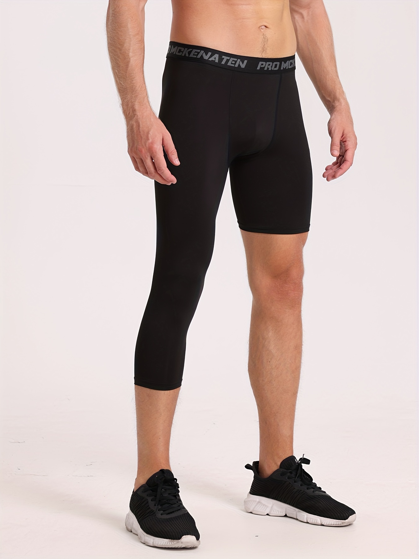 Men's One Leg Leggings 3/4 Compression Pants Base Layer - Temu Canada