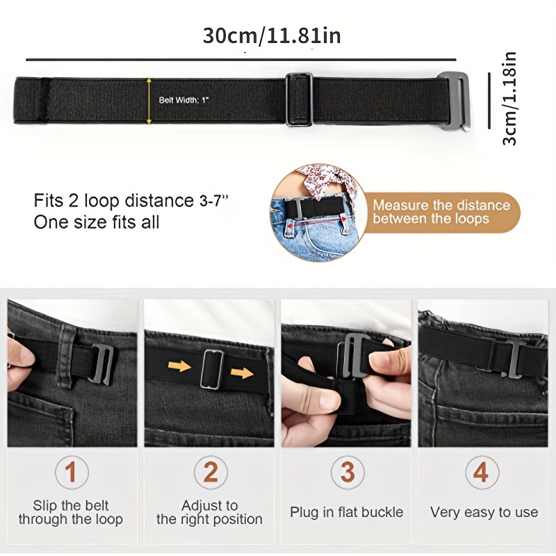 JASGOOD No Buckle Elastic 2 Loop Belt for Women and Men,No Show Belt Loops  Belt Pant Waist Tightener at  Women's Clothing store