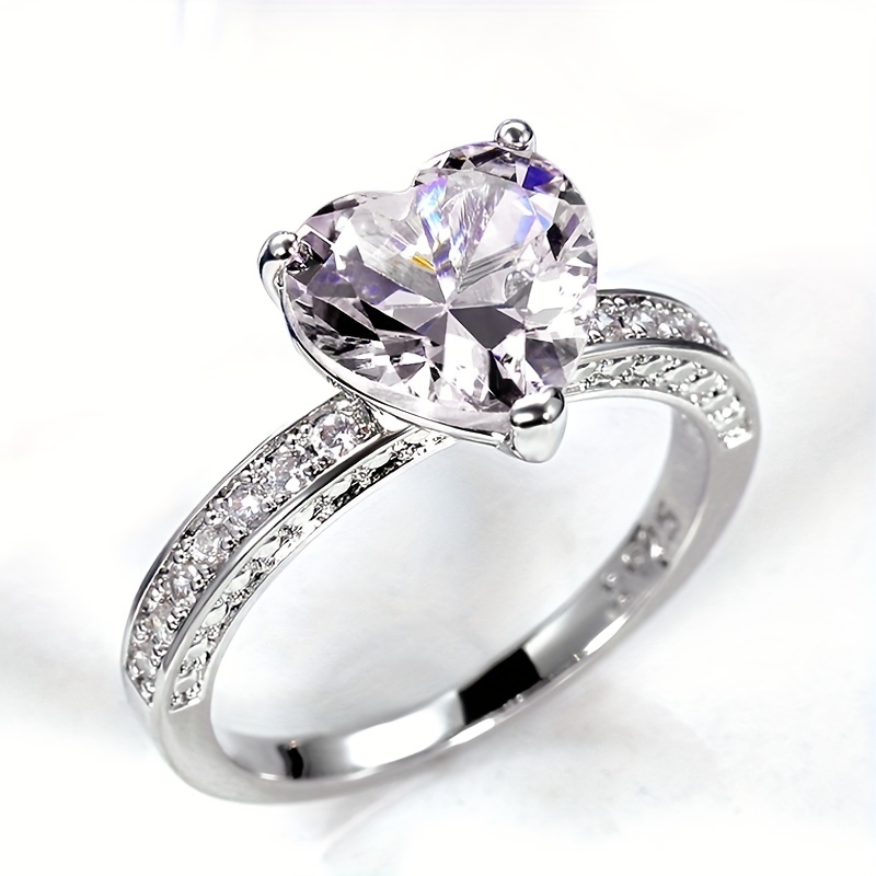 Heart Shaped Promise Ring Engagement Women's Ring Wedding - Temu