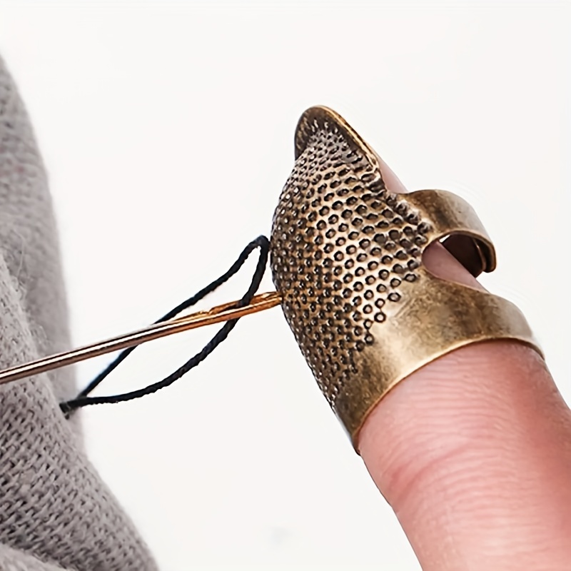 2pca Sewing Thimble Finger Protector Adjustable Finger Metal - Temu