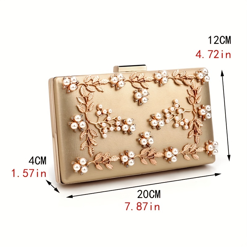 Ladies Pearl Evening Clutch Bag Women's Wedding Handbag Purse Dinner Party Prom Bridal Bag