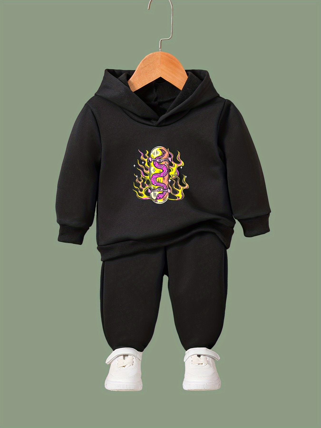 Traje Capucha Estampado skateboard Niños Conjunto Sudadera - Temu Chile