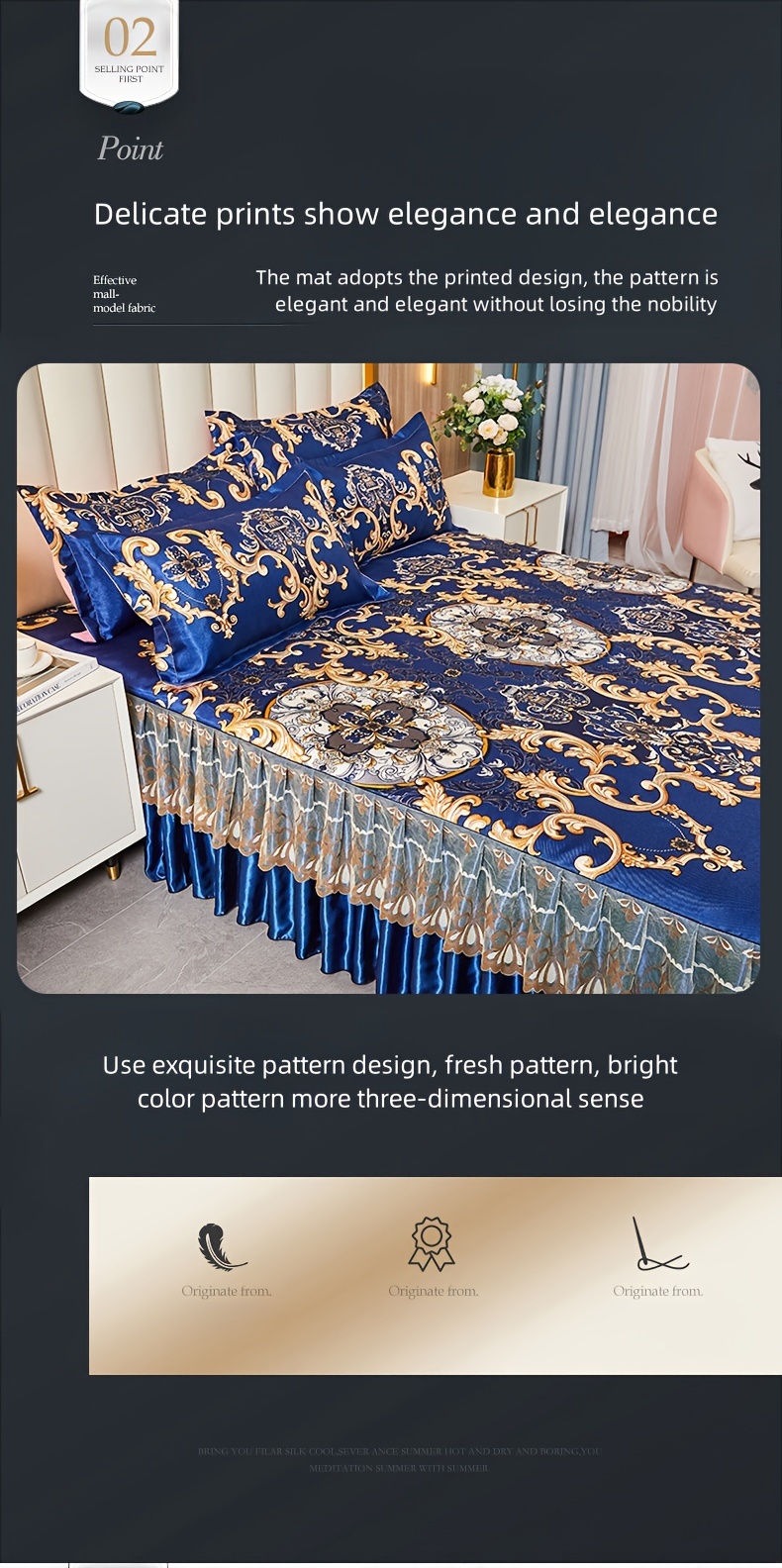 2pcs 3pcs jacquard bed skirt set with pillowcases lace hem floral pattern soft comfortable machine washable polyester   contemporary style woven fabric 120g single double size options details 6