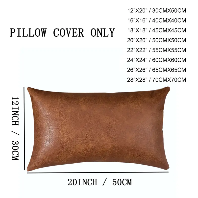 Modern Faux Leather Throw Pillow Covers For Living Room, Bedroom