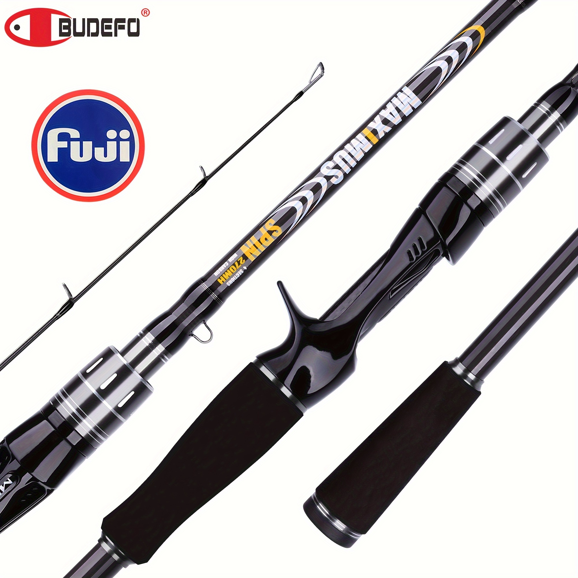 Fishing Rod Carbon Fiber Telescopic Fishing Rod Portable Spinning Rod and  Spinning Reels Multifunction Set 1.8m 2.1m 2.4m 2.7m 3.0m Fishing Pole and  Reel Fishing Rod Kit (Size : Black Metal Handle_3.