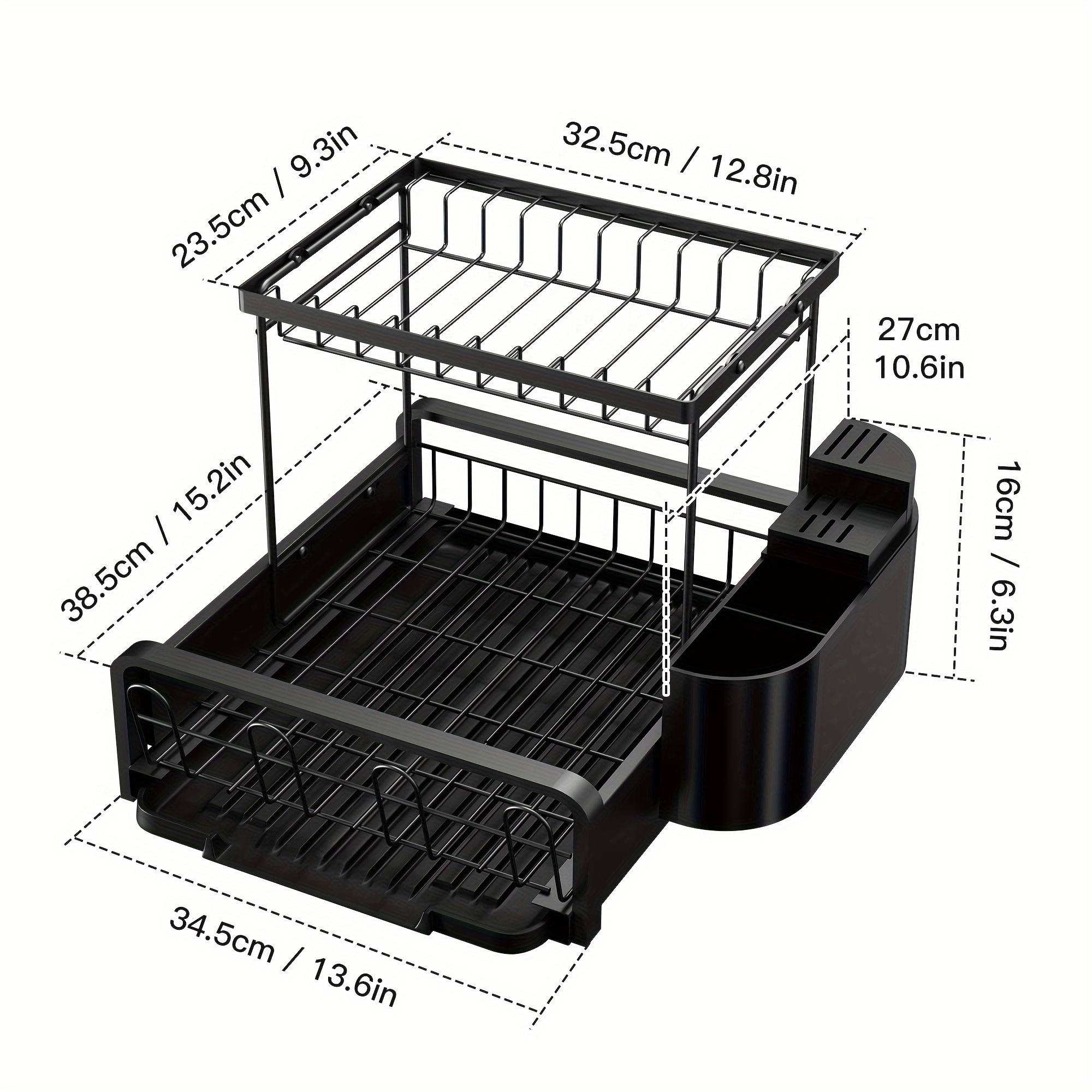 1pc Dish Drying Rack With Drainboard,2 Tier Rustproof Sturdy Over The Sink  Dish Rack, Aesthetic Room Decor, Home Decor, Kitchen Accessories, Bathroom