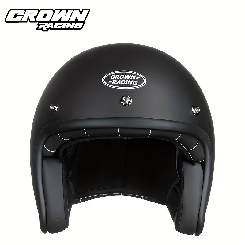 Casco Moto Retrò Approvato Dot Crown Racing Casco Moto Aperto 3/4 Adatto  Uomo E Donna Cruiser Moto Small Helmet, Checkout Online Rapido E Sicuro