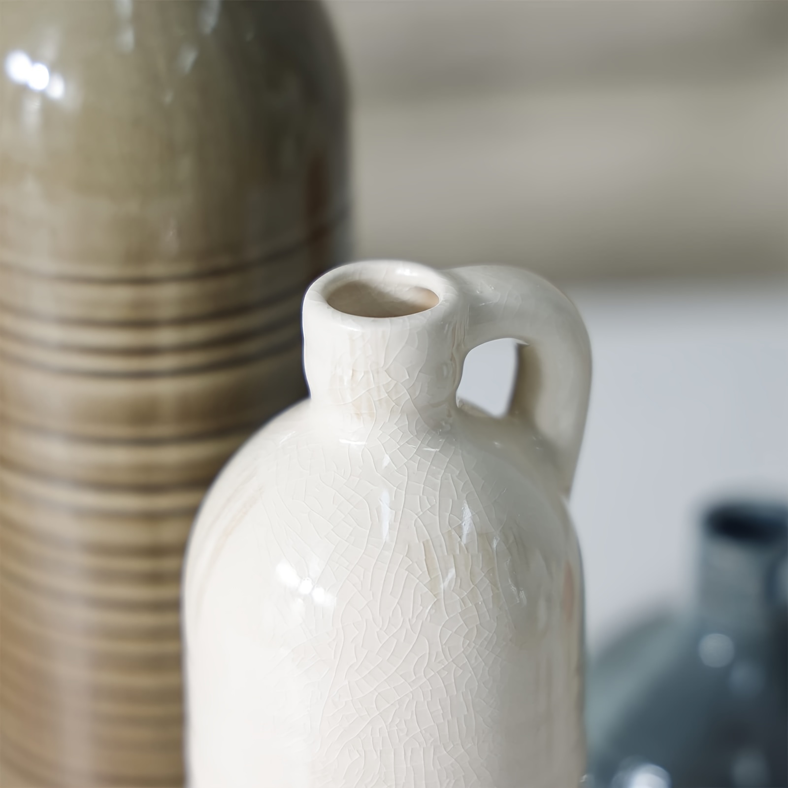 Jarrones de cerámica de 3 piezas, pequeño jarrón rústico para decoración  del hogar de campo, decoración moderna de granja, decoración de sala de